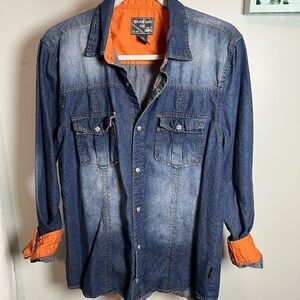 WearFirst Denim Shirt with Orange Details